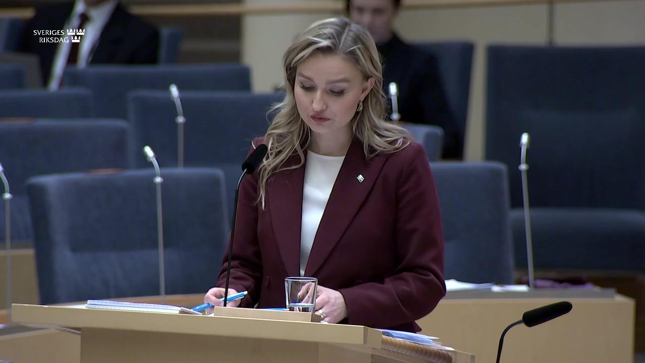 Stillbild från Interpellationsdebatt, Stärkande av EU:s konkurrenskraft under EU-ordförandeskapet