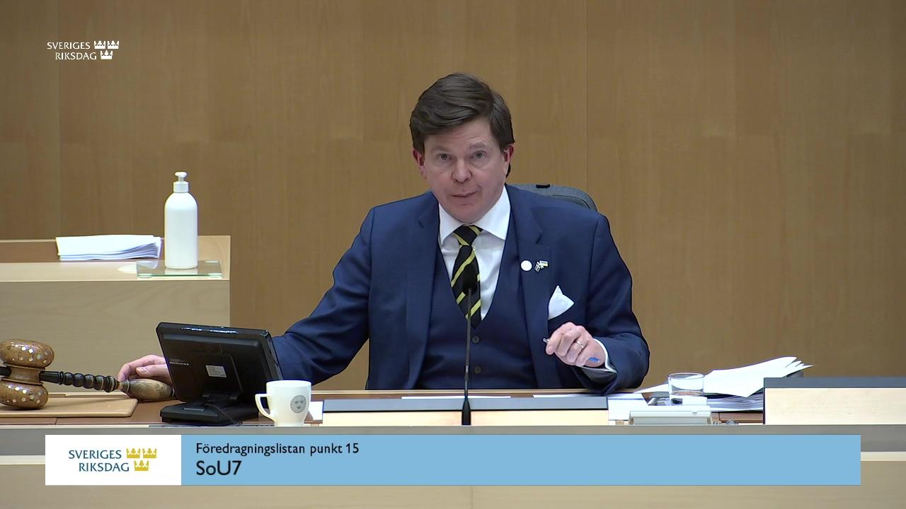 Stillbild från Debatt om förslag, Riksrevisionens rapport om statens arbete med att säkra skyddsutrustning under coronapandemin