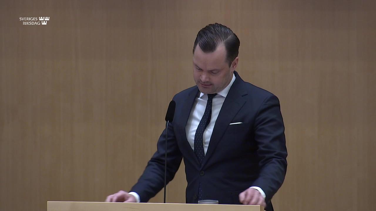 Stillbild från Debatt om förslag, 2022 års redogörelse för tillämpningen av lagen om särskild utlänningskontroll