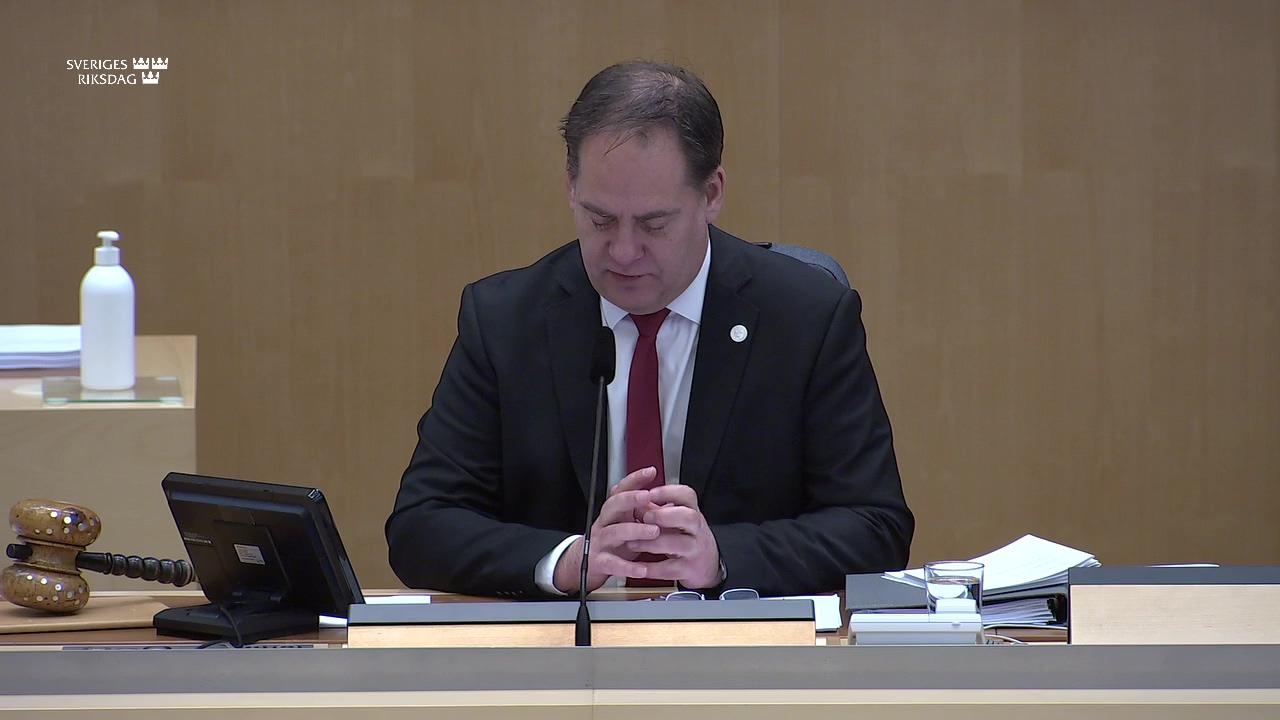 Stillbild från Debatt om förslag, Stärkt sekretess i domstol för kontaktuppgifter till enskilda – ikraftträdande