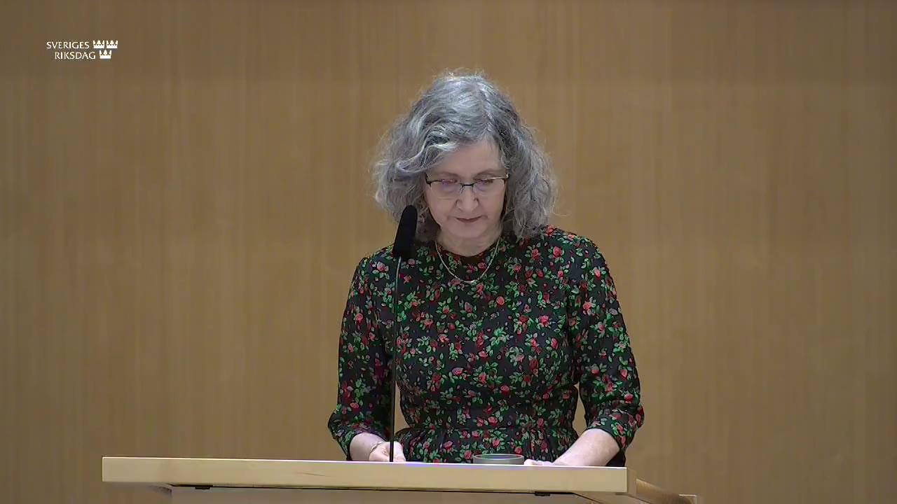 Stillbild från Debatt om förslag, Riksrevisionens rapport om den årliga omräkningen av myndigheternas anslag