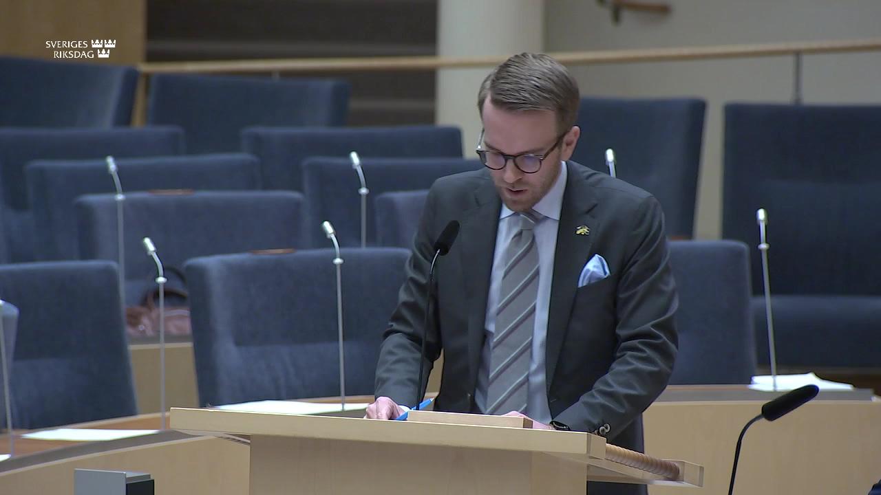 Stillbild från Interpellationsdebatt, Arbetslivskriminalitet inom byggbranschen