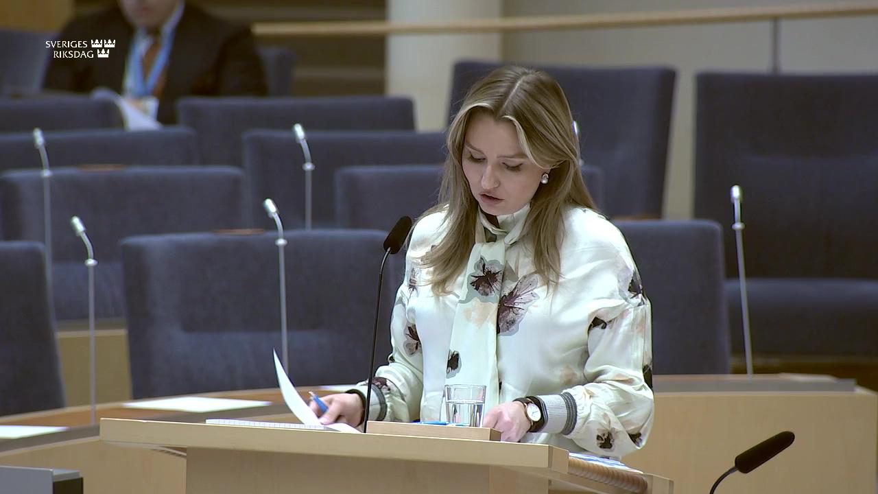 Stillbild från Interpellationsdebatt, Elstöd till företag