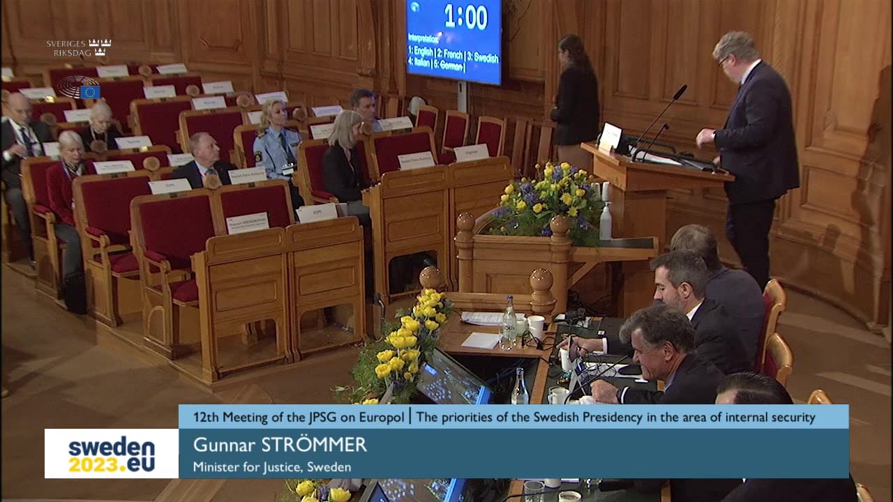 Stillbild från Session, Möte i den gemensamma parlamentariska kontrollgruppen för Europol - JPSG-Europol - Del 2