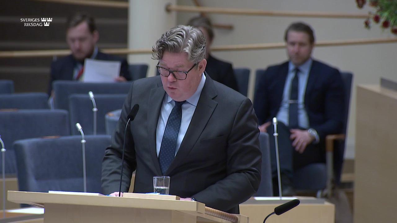 Stillbild från Interpellationsdebatt, Sveriges beredskap mot högerextremism och hot mot rikets säkerhet