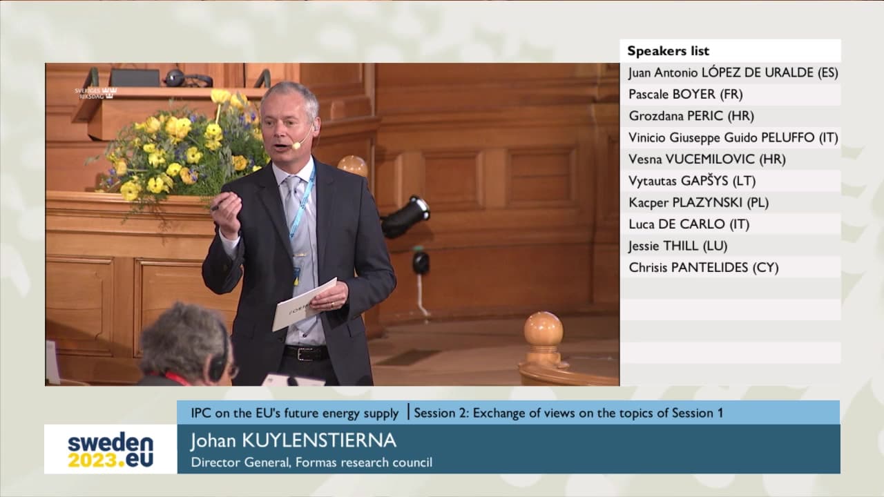 Stillbild från Session, Konferens om utmaningar och möjligheter för EU:s framtida energiförsörjning - Session 2