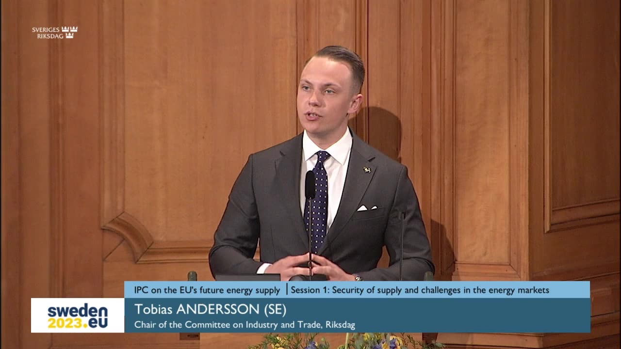 Stillbild från Session, Konferens om utmaningar och möjligheter för EU:s framtida energiförsörjning