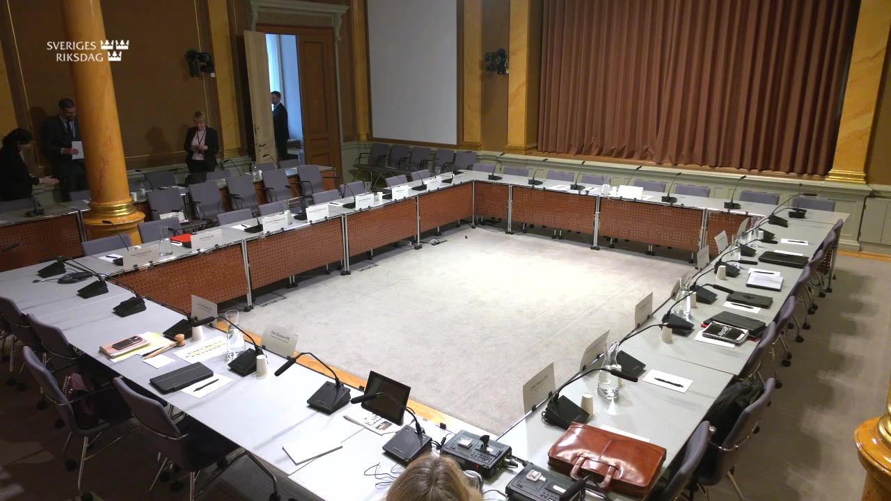 Stillbild från Öppen utfrågning, KU-utfrågning med jämställdhets- och biträdande arbetsmarknadsminister Paulina Brandberg (L)