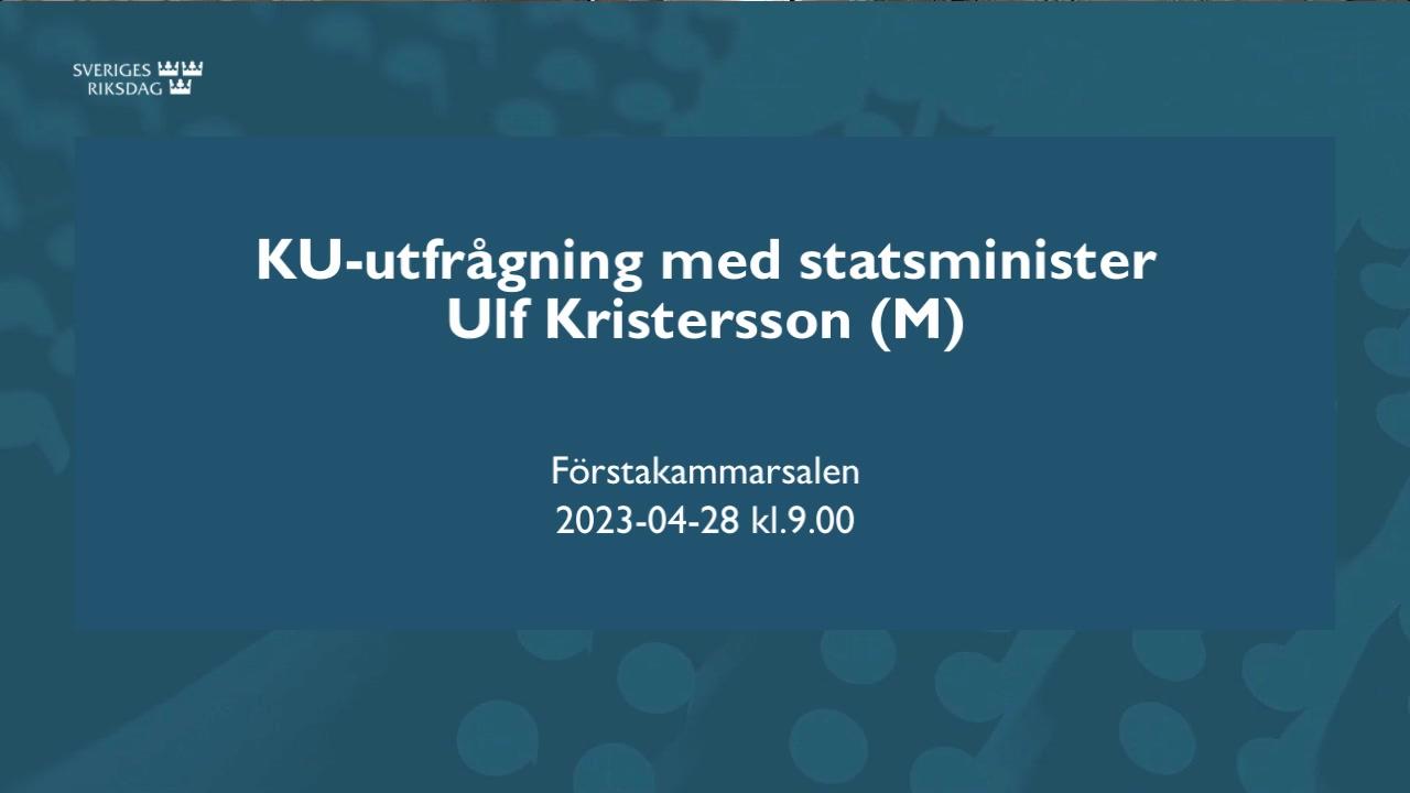 Stillbild från Öppen utfrågning, KU-utfrågning med statsminister Ulf Kristersson (M)
