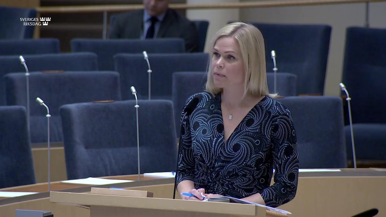 Stillbild från Interpellationsdebatt, Anmälningsplikten för utstationerad arbetskraft