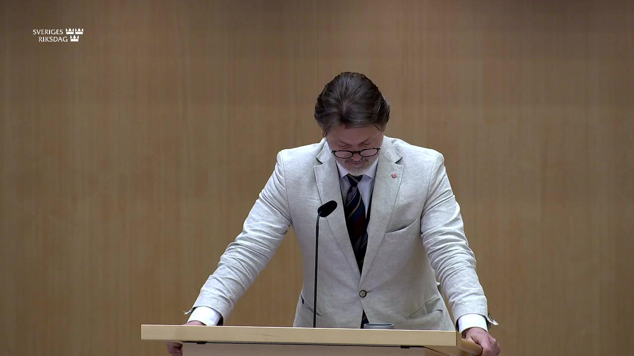 Stillbild från Debatt om förslag, Ökad transparens för stora företags skattebetalningar