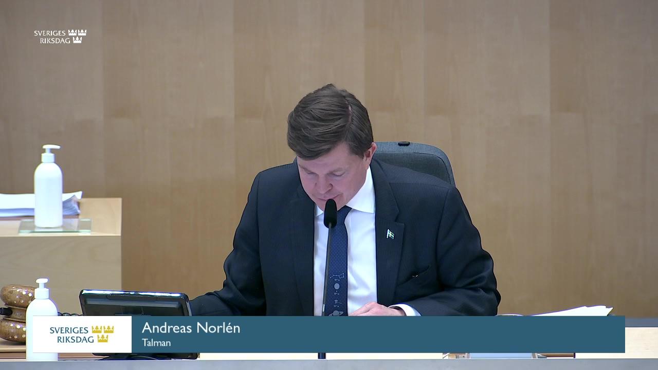 Stillbild från Debatt om förslag, Riksrevisionens rapport om Skolverkets statistikuppdrag