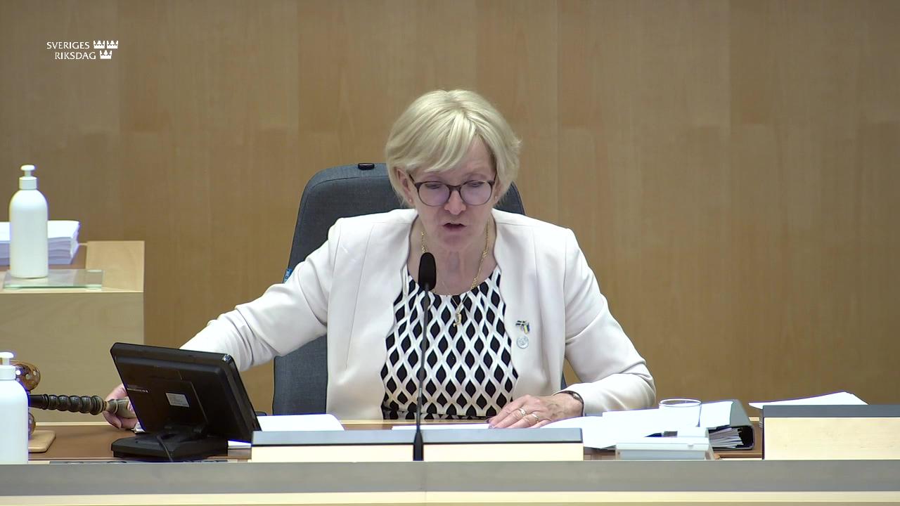 Stillbild från Debatt om förslag, Riksrevisionens rapport om åtgärder med anledning av trakasserier, hot och våld vid statliga myndigheter