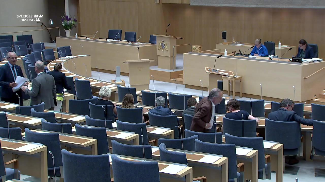 Stillbild från Debatt om förslag, Redogörelse för verksamheten inom den gemensamma parlamentariska kontrollgruppen för Europol och riksdagsdelegationens arbete under 2022