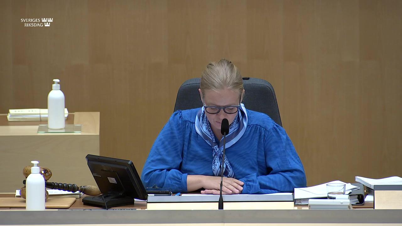 Stillbild från Debatt om förslag, Sekretess hos Domstolsverket för enskildas kontaktuppgifter