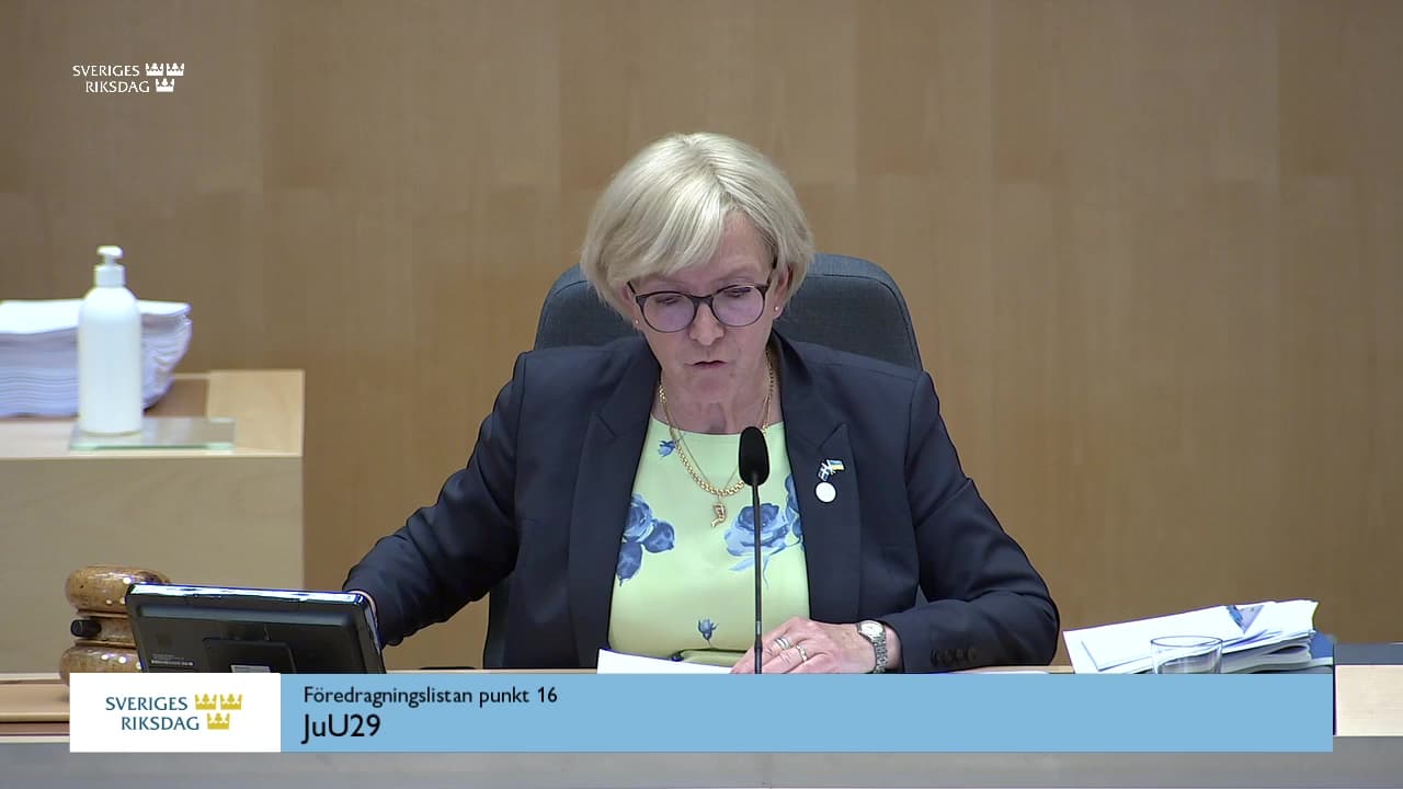 Stillbild från Beslut, Beslut: Redogörelse för verksamheten inom den gemensamma parlamentariska kontrollgruppen för Europol och riksdagsdelegationens arbete under 2022