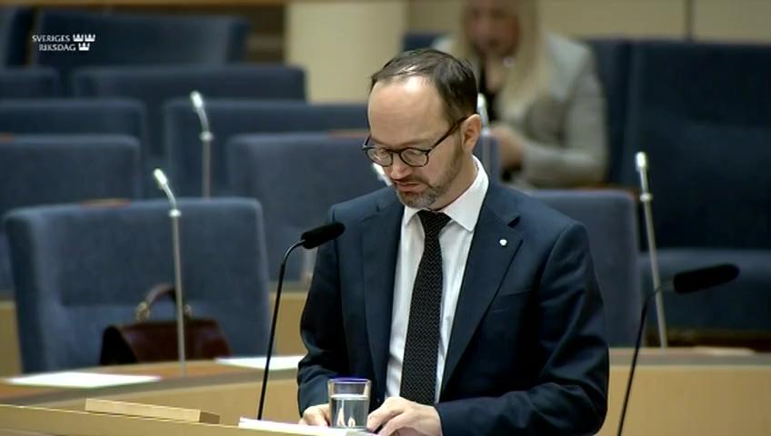 Stillbild från Interpellationsdebatt, Möjligheten att upphandla flyglinjer