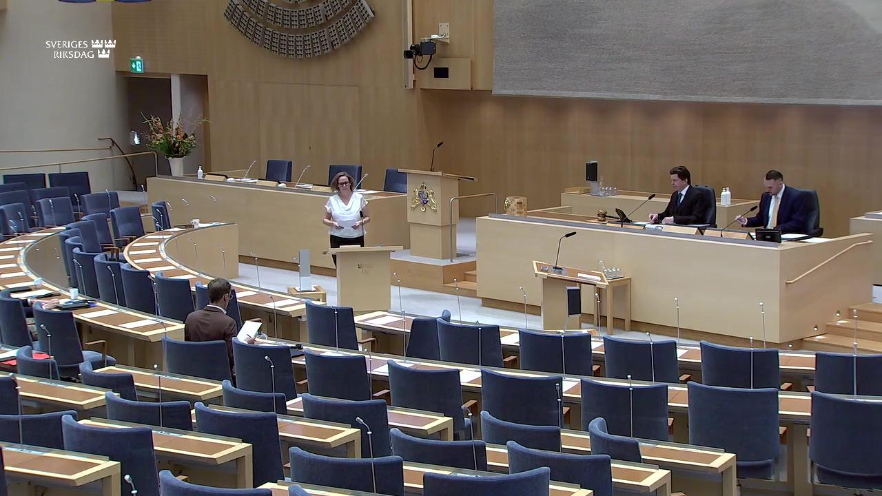 Stillbild från Interpellationsdebatt, Papperslösa barn som lämnar skolan