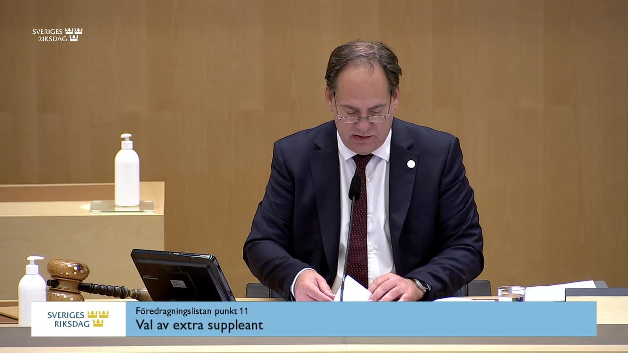 Stillbild från Övrigt kammaren, Val av extra suppleant