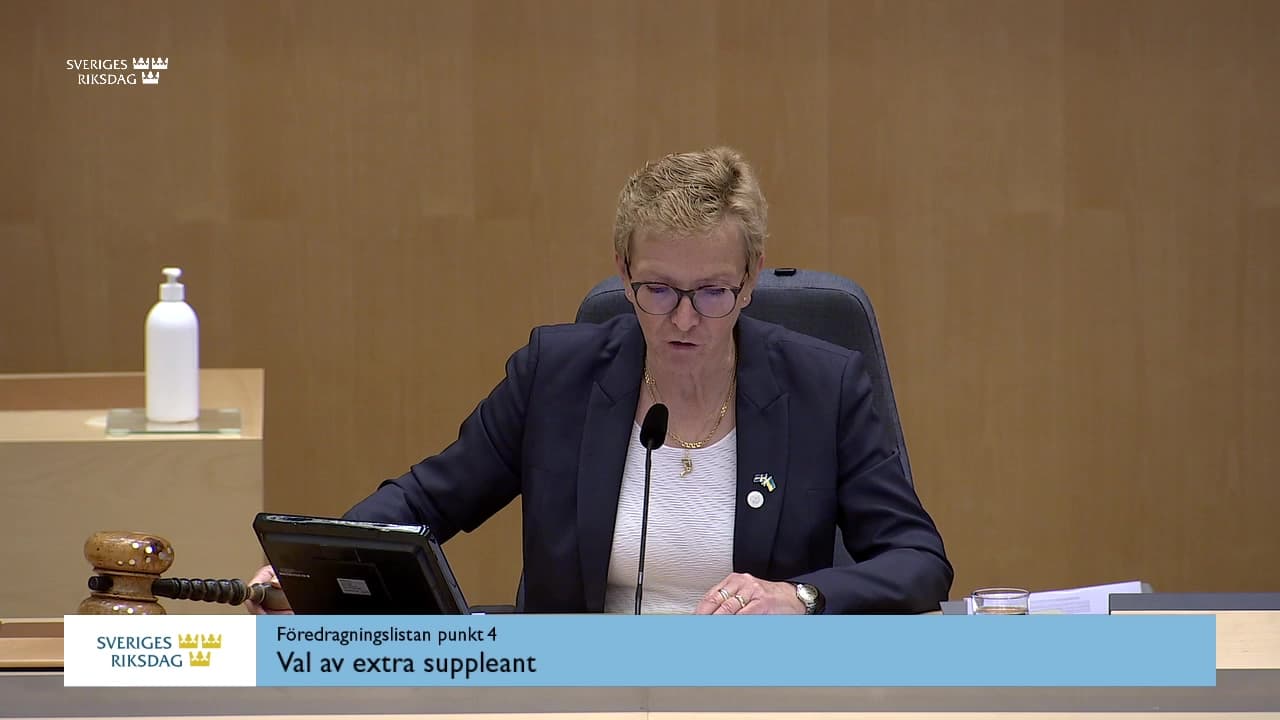 Stillbild från Övrigt kammaren, Val av extra suppleant