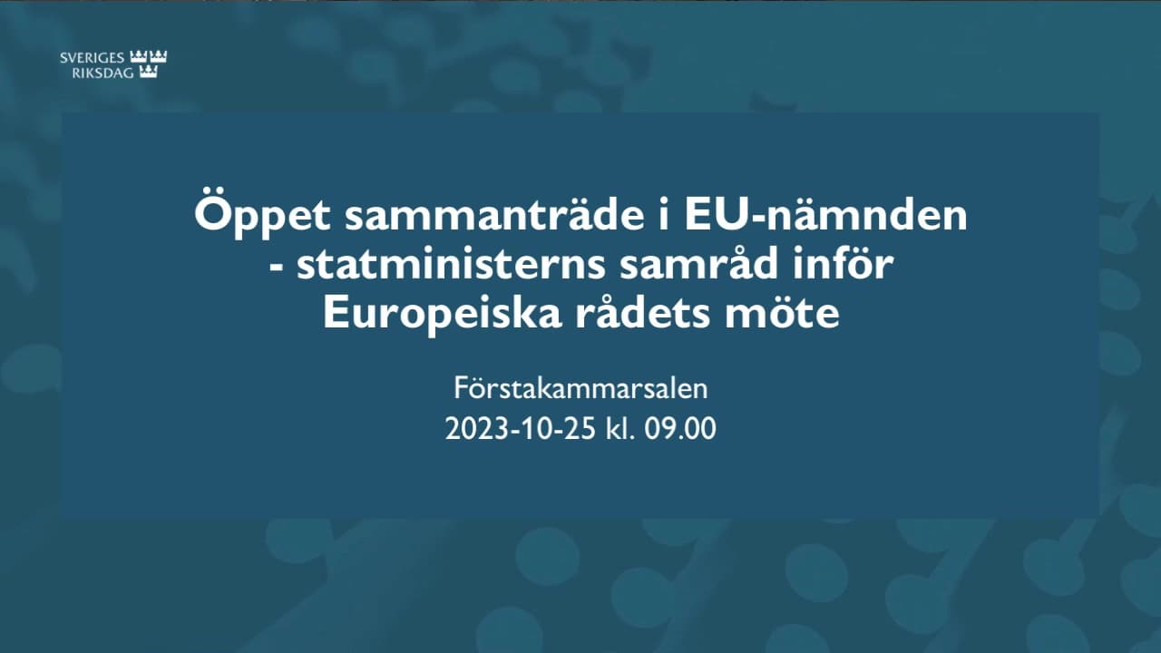 Stillbild från Öppet sammanträde, Öppet sammanträde i EU-nämnden