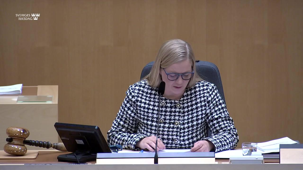 Stillbild från Debatt om förslag, Riksrevisorns årliga rapport 2023