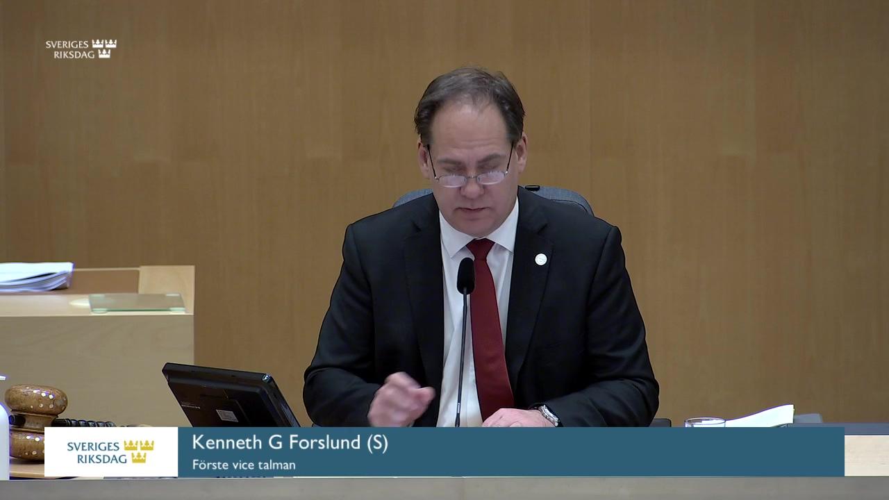 Stillbild från Debatt om förslag, Ändring i skatteavtalet mellan Sverige och Frankrike