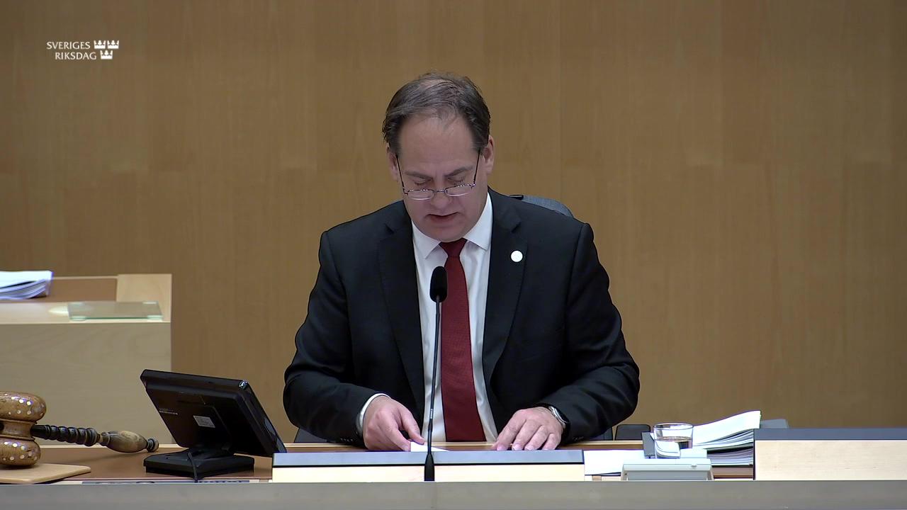 Stillbild från Debatt om förslag, Nya verksamheter i utsläppshandelssystemet