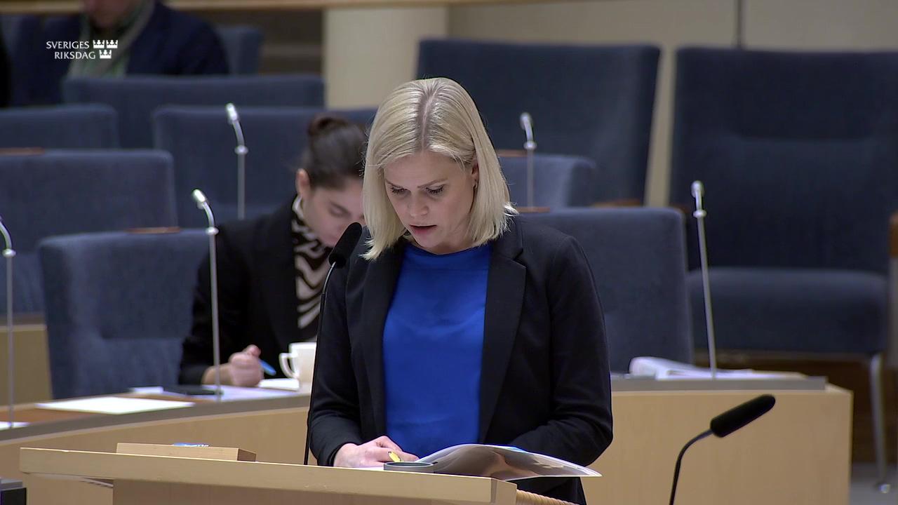 Stillbild från Interpellationsdebatt, Nationella jämställdhetspolitiska mål 