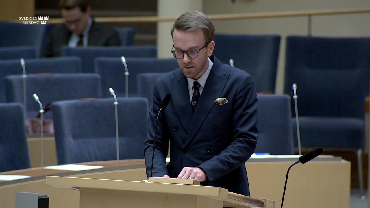 Stillbild från Interpellationsdebatt, Krisen i byggindustrin och dess påverkan på arbetsmarknaden