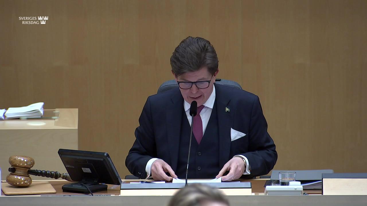 Stillbild från Debatt om förslag, Utgiftsområde 26 Statsskuldsräntor m.m.