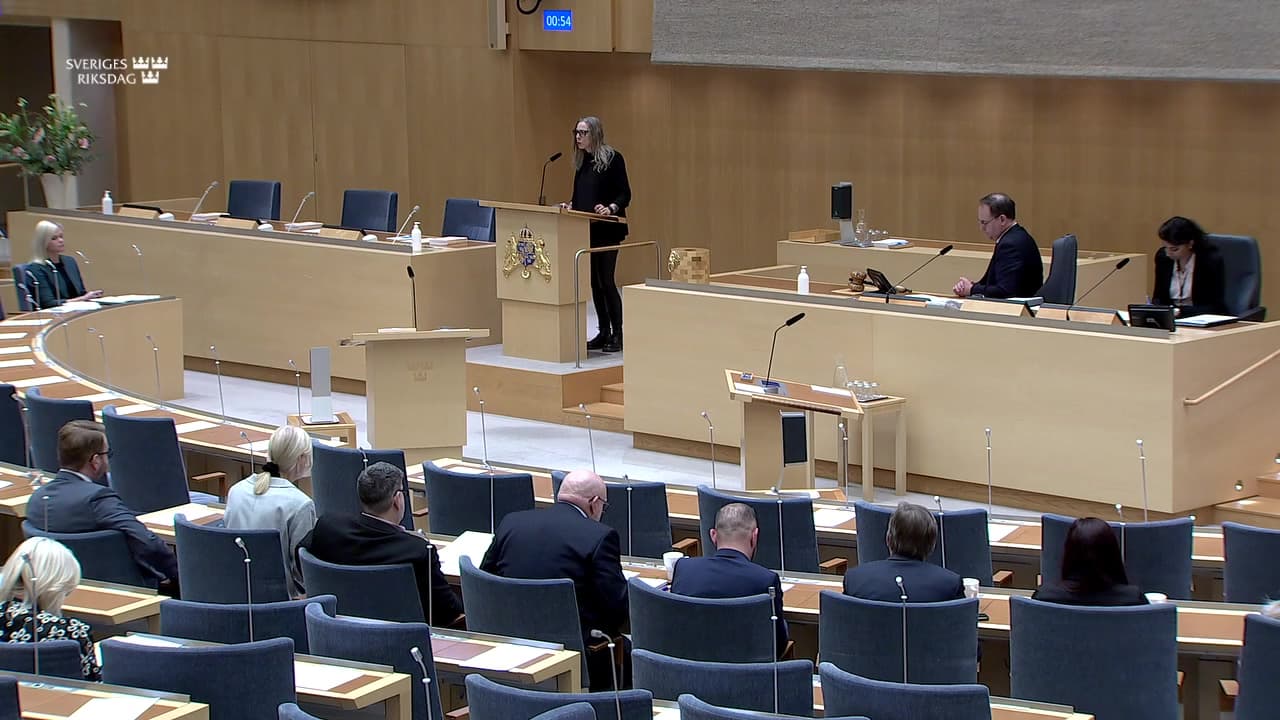 Stillbild från Särskild debatt, Särskild debatt med anledning av det höga antalet dödsolyckor i arbetslivet