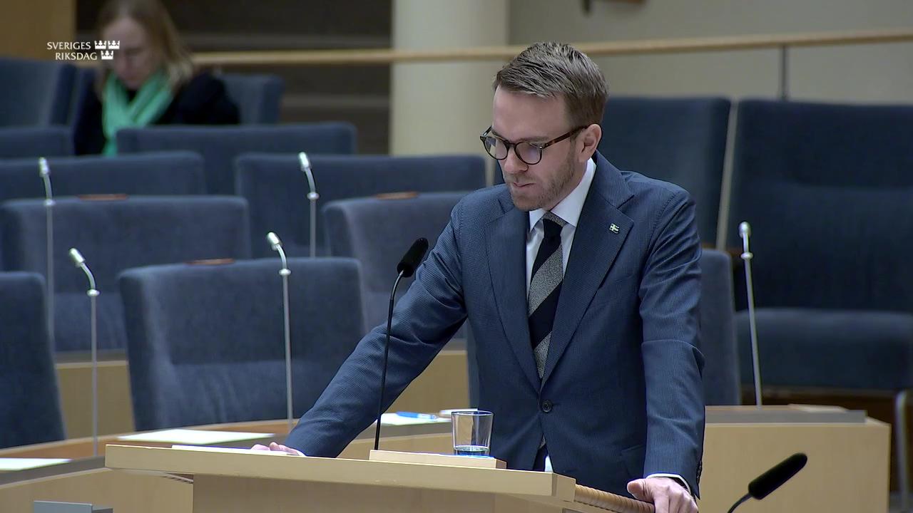 Stillbild från Interpellationsdebatt, Satsningar på järnväg mellan Oslo och Stockholm