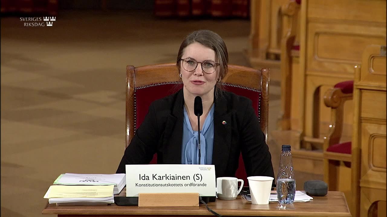 Stillbild från Öppet sammanträde, Konstitutionsutskottets öppna sammanträde om JO:s verksamhet