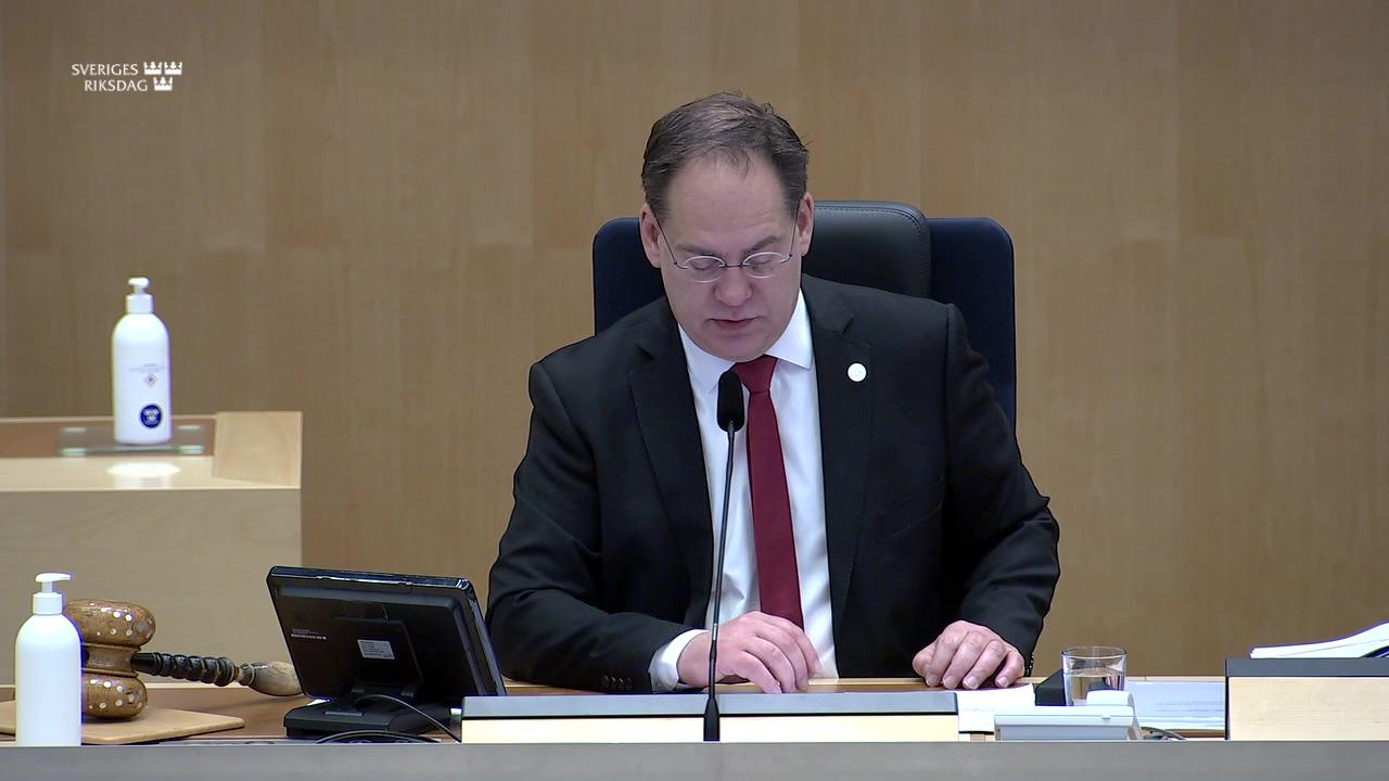 Stillbild från Debatt om förslag, Ökad motståndskraft i betalningssystemet