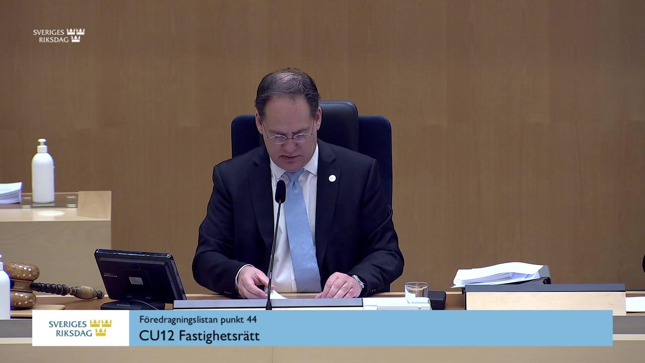 Stillbild från Debatt om förslag, Fastighetsrätt