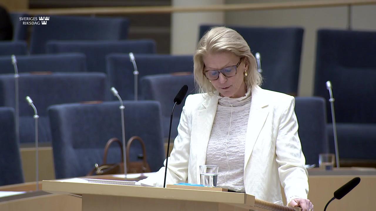 Stillbild från Interpellationsdebatt, Konsekvenser av statliga bolags framtidssäkring