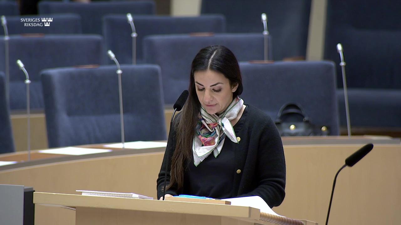 Stillbild från Interpellationsdebatt, Minskad tilldelning av medel till resursbibliotek