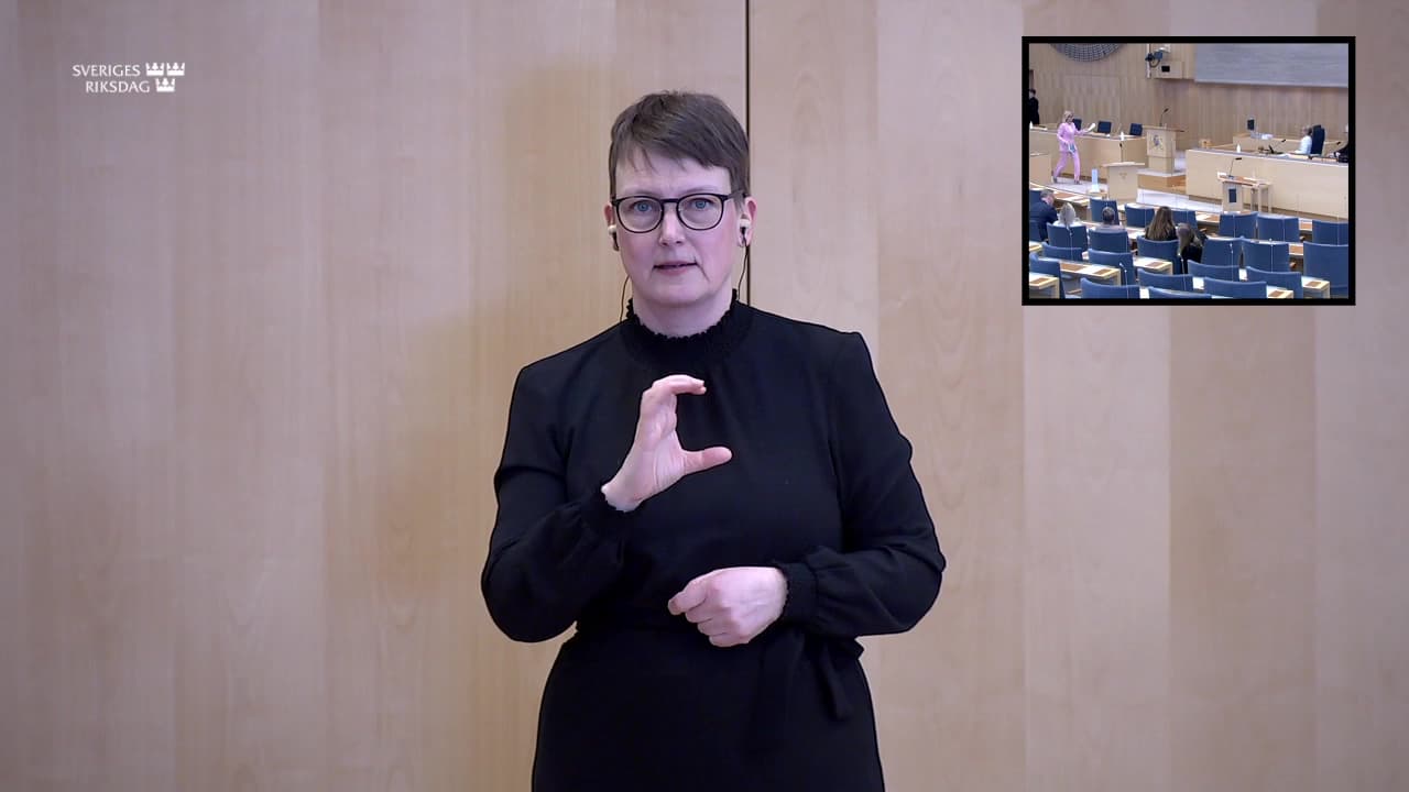 Stillbild från Debatt med anledning av vårpropositionen, Debatt med anledning av vårpropositionens avlämnande - teckenspråkstolkad