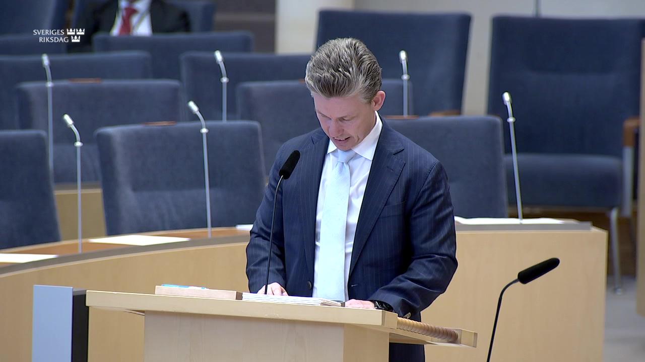 Stillbild från Interpellationsdebatt, Sveriges utbyggnad av totalförsvaret