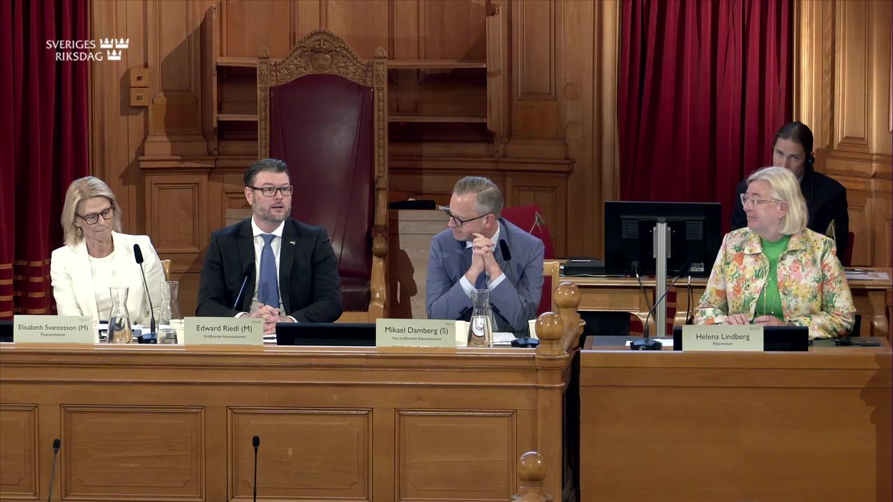 Stillbild från Öppen utfrågning, Öppen utfrågning om Finanspolitiska rådets rapport, Svensk finanspolitik 2024