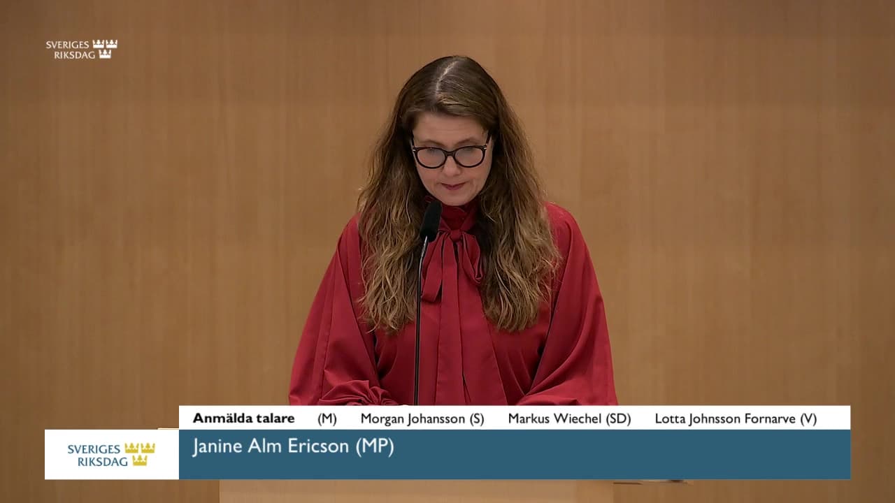 Stillbild från Särskild debatt, Särskild debatt om Sveriges stöd till Gaza