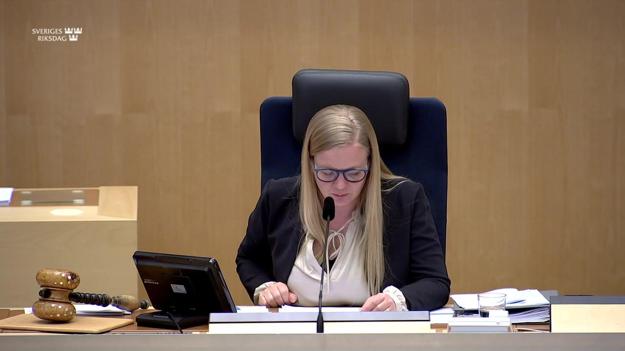 Stillbild från Debatt om förslag, Riksbankens verksamhet och förvaltning 2023