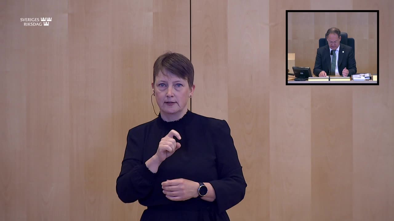 Stillbild från Partiledardebatt, Partiledardebatt med anledning av val till Europaparlamentet - teckenspråkstolkad