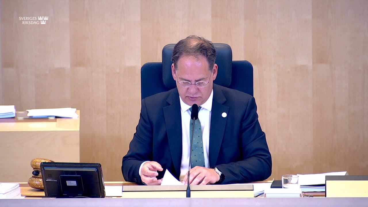 Stillbild från Beslut, Beslut: Redogörelse för verksamheten inom den gemensamma parlamentariska kontrollgruppen för Europol och riksdagsdelegationens arbete under 2023