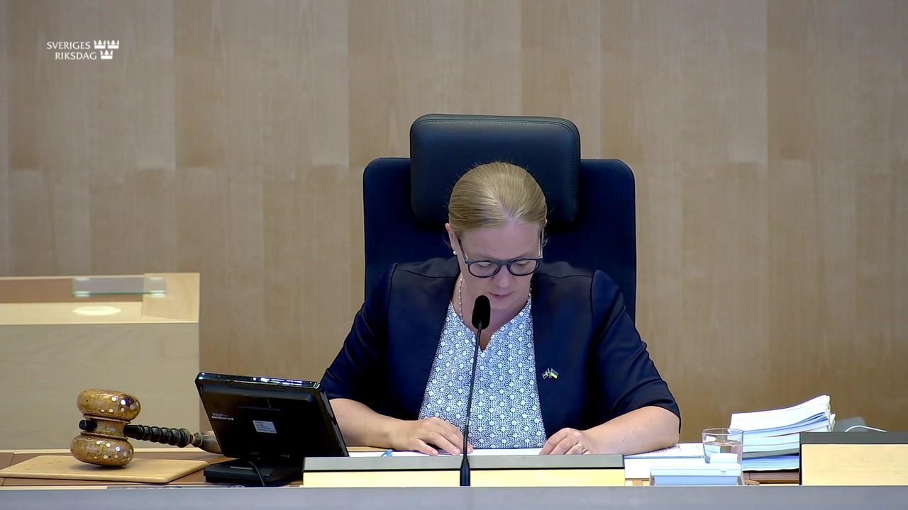 Stillbild från Debatt om förslag, Signalspaning i försvarsunderrättelseverksamhet – åtgärder med anledning av Europadomstolens dom