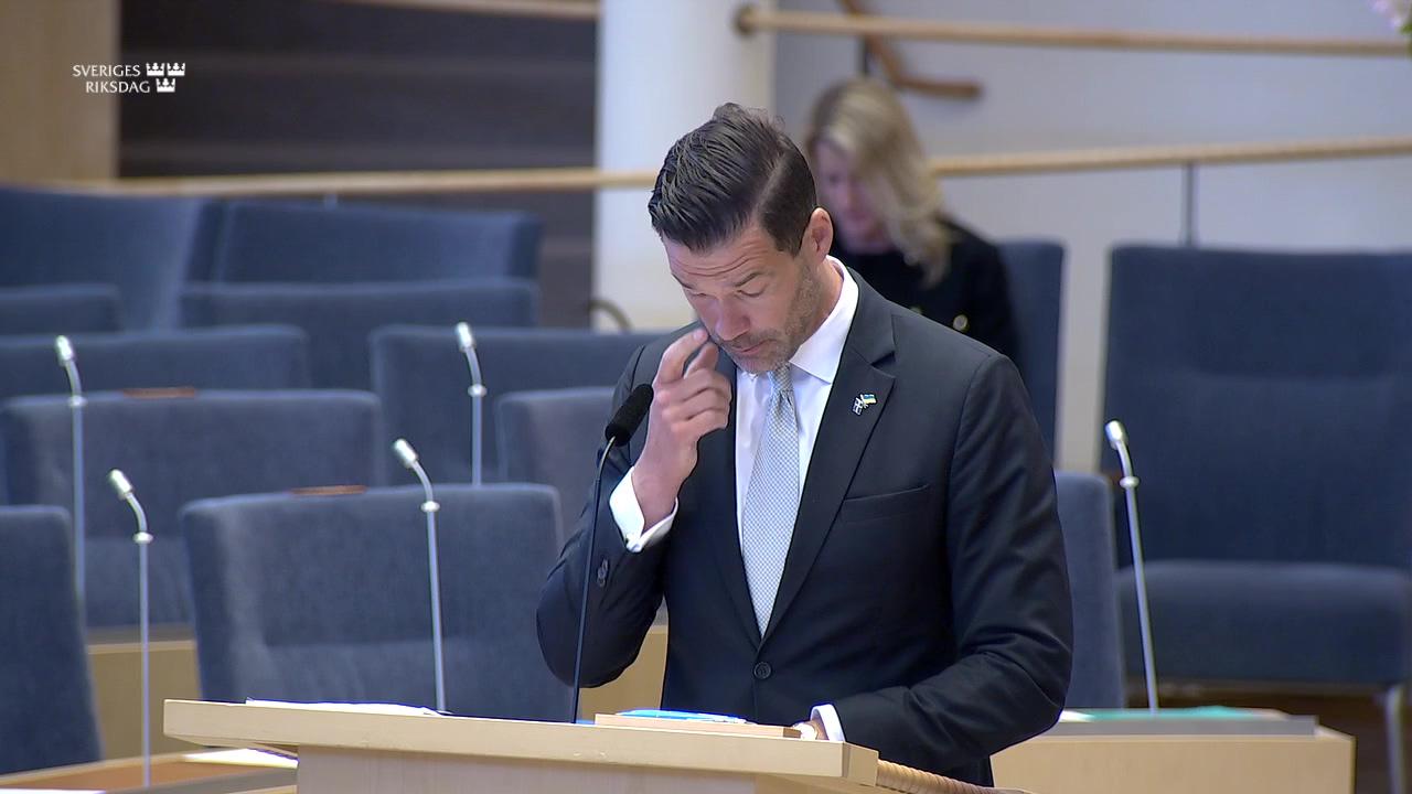 Stillbild från Interpellationsdebatt, Exportkreditnämndens uppdrag och FN:s principer för företag och mänskliga rättigheter