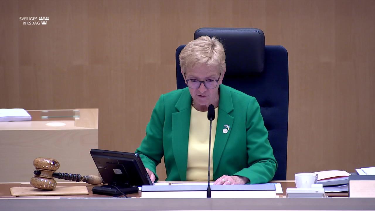 Stillbild från Debatt om förslag, Uppföljning och utvärdering av Riksbankens penningpolitik 2023