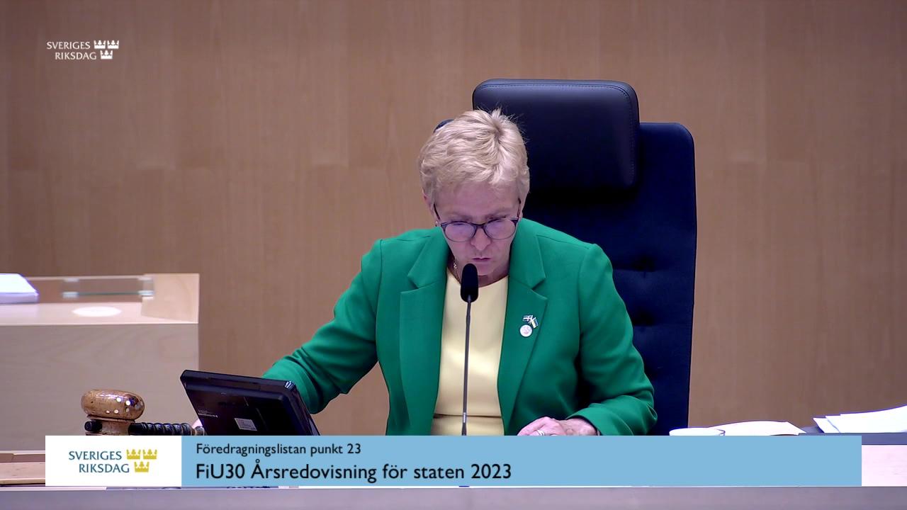 Stillbild från Debatt om förslag, Årsredovisning för staten 2023