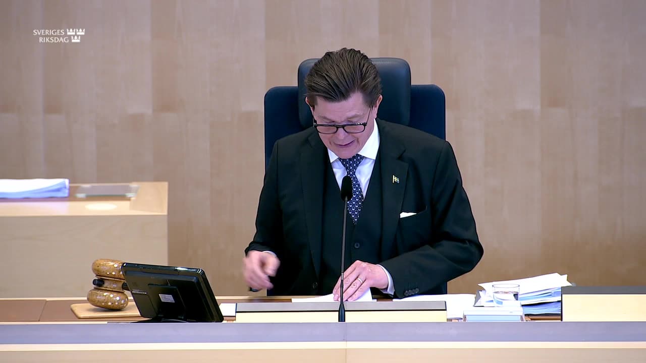Stillbild från Beslut, Beslut: Riksbankens framställning om återställning av eget kapital – ändring i statens budget för 2024